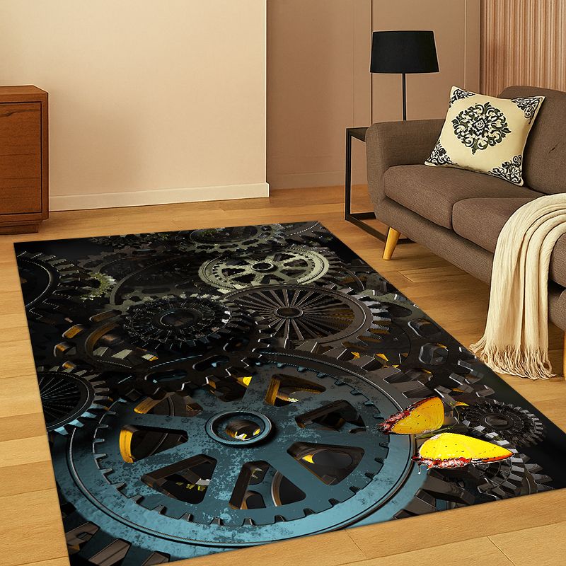 Motorcycle Gear Wash - Retro Metal Mechanical Wheel Gear Carpet
