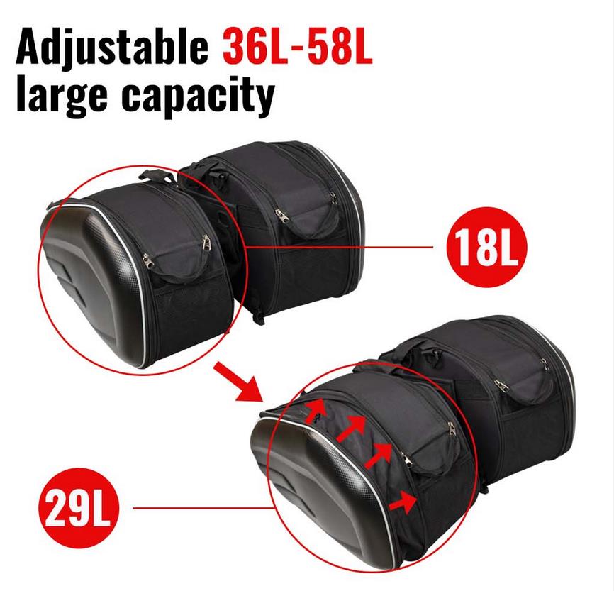 Black 36-58L Motorcycle Saddle - đánh giá và giá Motorcycle Gear Warehouse